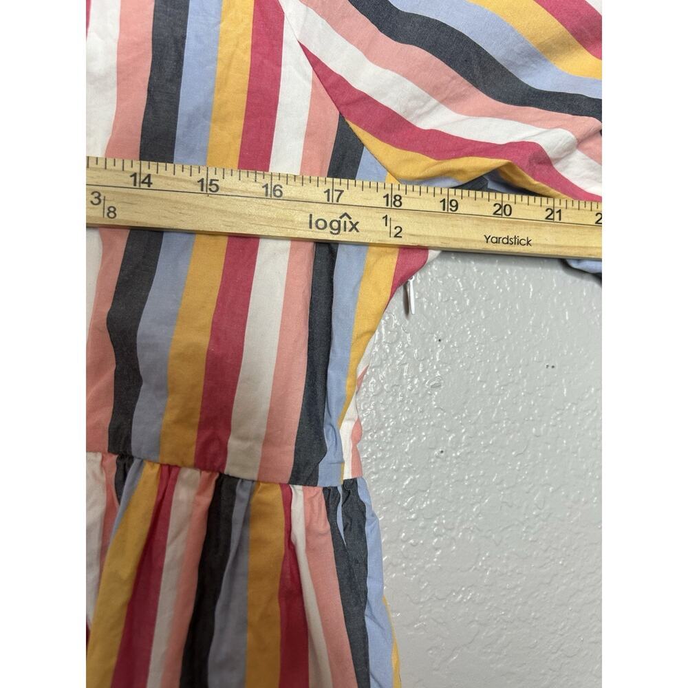 J Crew Tiered Popover Dress Rainbow Striped Cotton Poplin Long Sleeve Petite Med - Picture 5 of 9